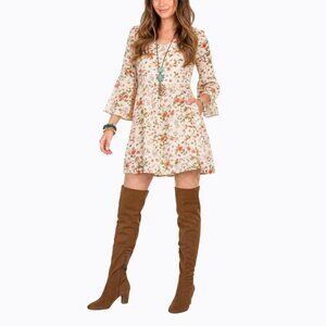 Lulus Lillo Henna Over-the-Knee Boots Sz 10 Caramel Brown Suede Y2K Boho Cowgirl